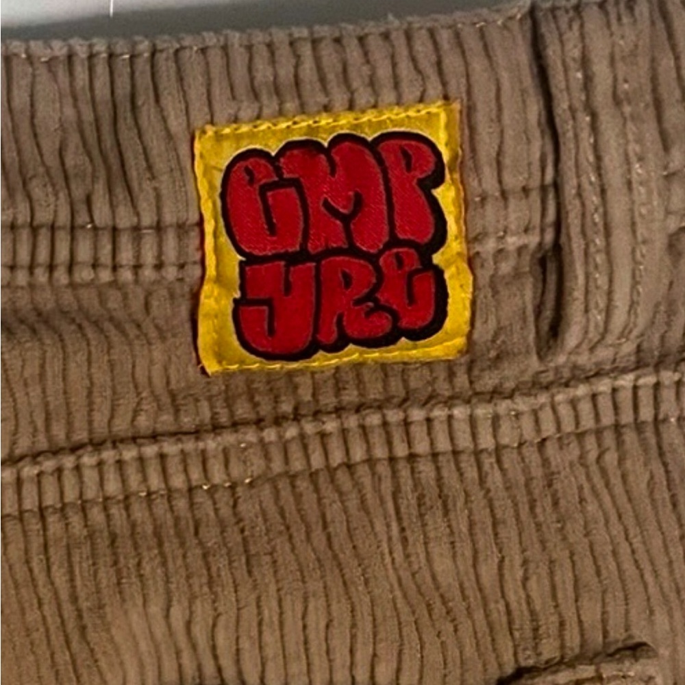 Brown Corduroy Pants with Logo Patch